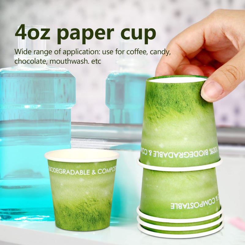 Yes Fresh Yes!Fresh 4oz Disposable Hot Beverage Small Paper Cups,Eco-friendly, Mini Paper cups for Parties, Picnics,Barbecues, Travel and Events (4 oz, 50 Count,Green) - Image 2
